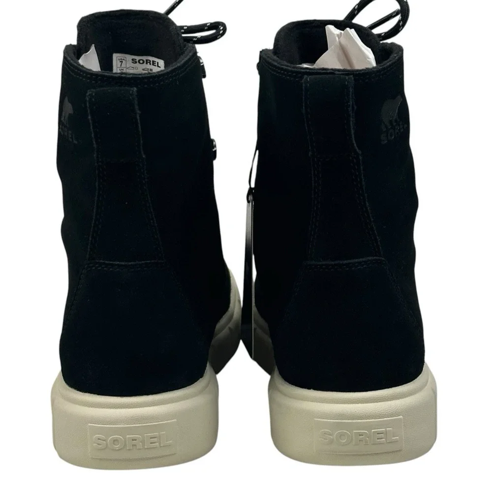 Sorel Explorer III Joan Black Suede Waterproof Lace-Up Boots Womens 7 New $145